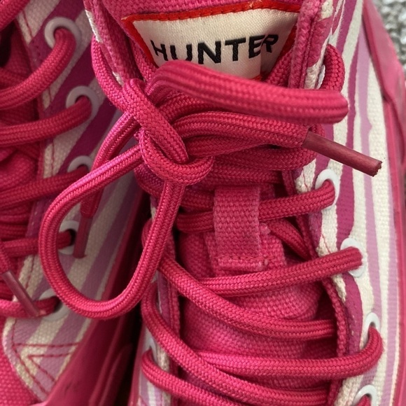 Hunter for Target Pink White Stripe Rain Boot Rubber Canvas High Top Sneaker 1 - Picture 7 of 14
